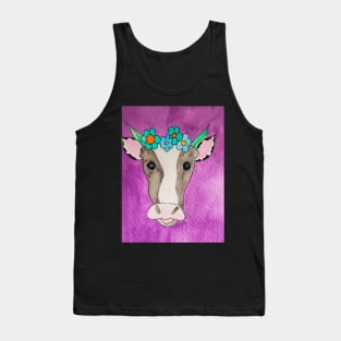 Floral Cow Tank Top
